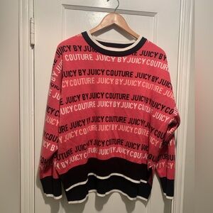 Juicy By Juicy Couture Crew Neck Long Sleeve Pink Cozy Logo Pullover Sweater 1X